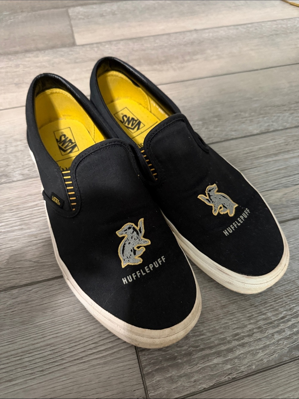 Vans Black & Yellow Hufflepuff Slip-On Sneakers